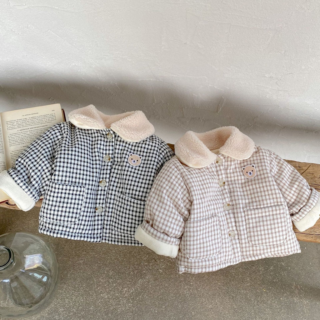 MyKids-USA® Baby Plaid Graphic Single Breasted Design Thickened Warm Winter Cotton Coat