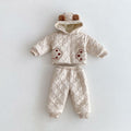 MyKids-USA Teddy Paws Pattern Coat With Thick Pants Cute Sets