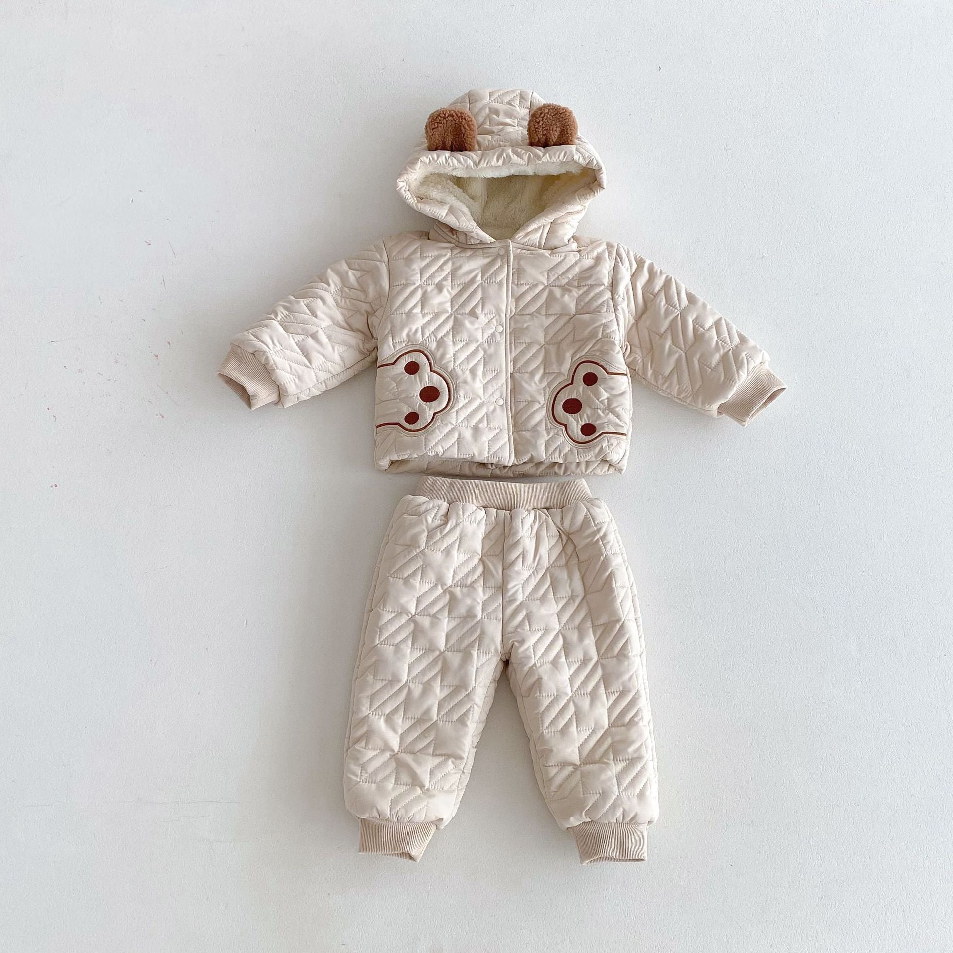 MyKids-USA Teddy Paws Pattern Coat With Thick Pants Cute Sets