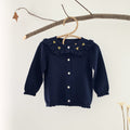 MyKids-USA® Baby Girl Floral Embroidered Pattern Single Breasted Design Knit Cardigan