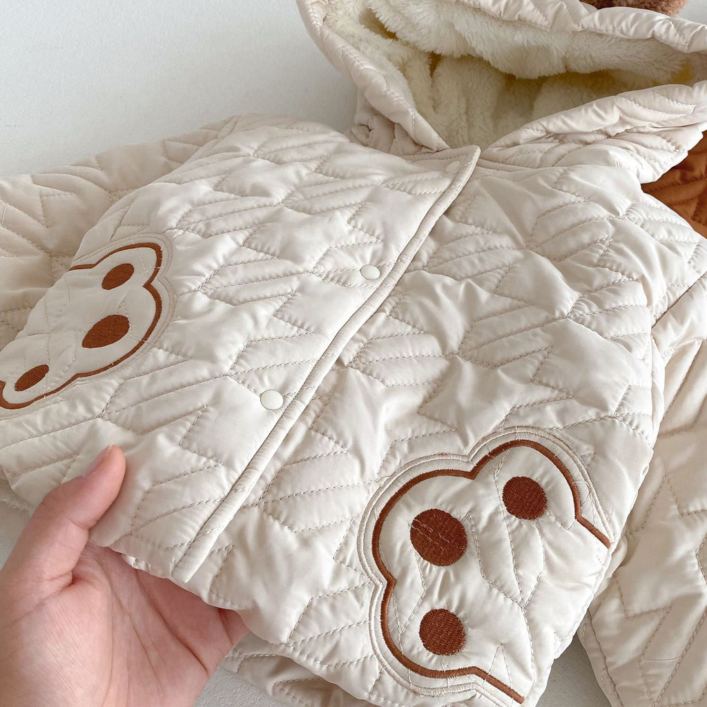 MyKids-USA Teddy Paws Pattern Coat With Thick Pants Cute Sets