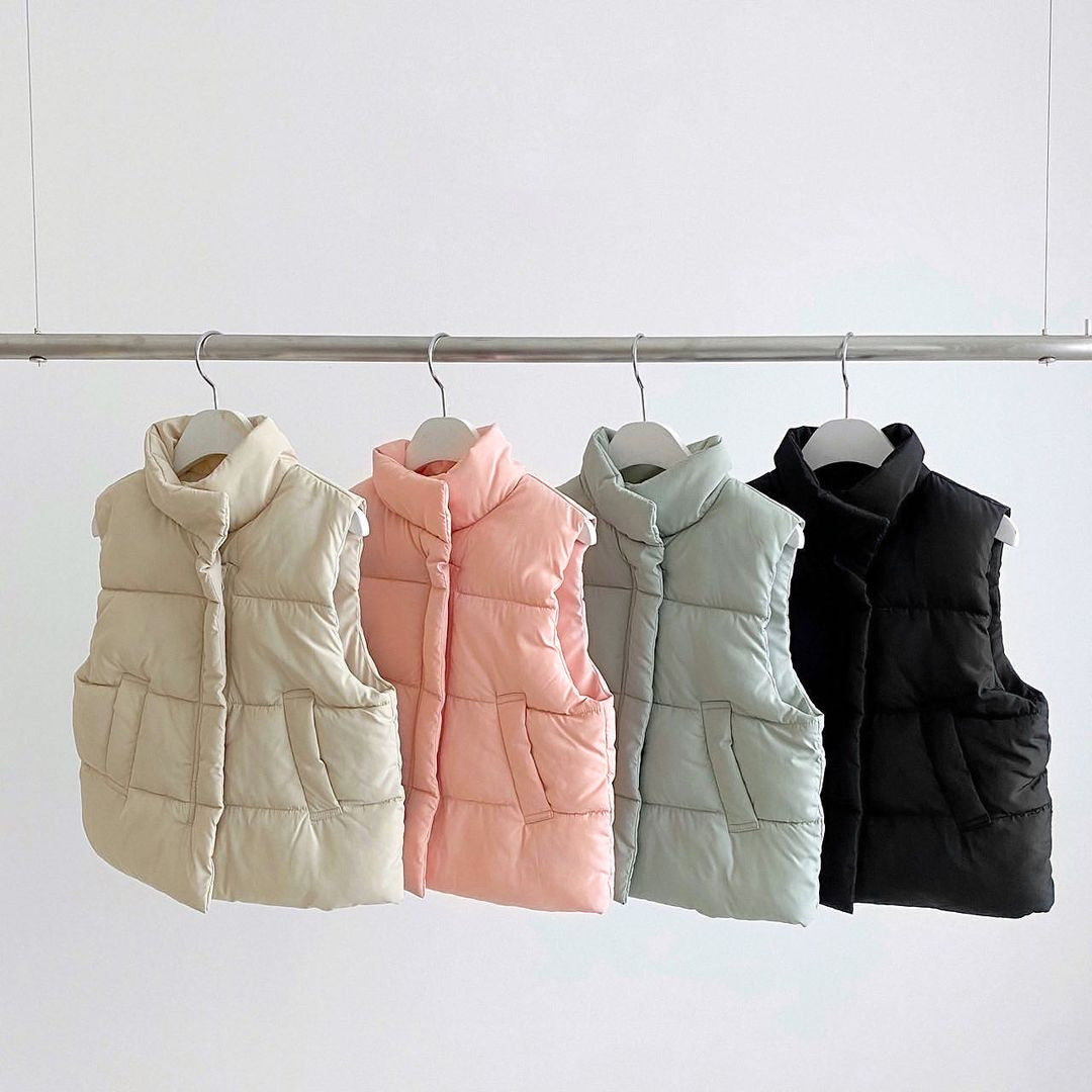 MyKids-USA® Baby Solid Color Quilted Thickened Vest Coat In Winter