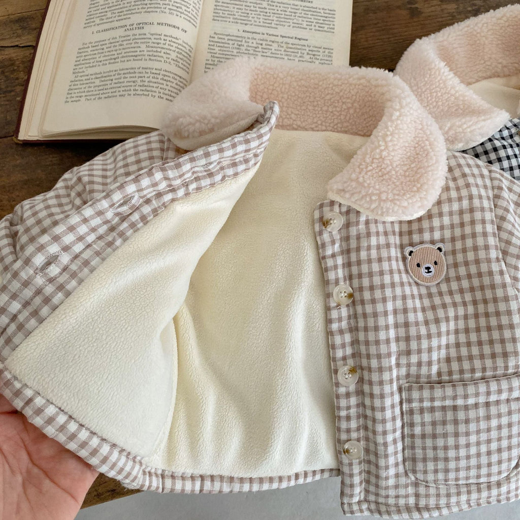 MyKids-USA® Baby Plaid Graphic Single Breasted Design Thickened Warm Winter Cotton Coat