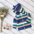 MyKids-USA® Baby Colorful Striped Pattern Button Front Knitted Cardigan With Hat