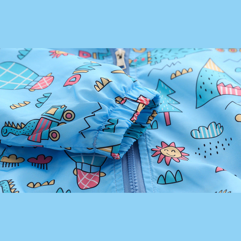 MyKids-USA® Baby Boy Cartoon Pattern Zipper Front Design Mesh Cloth Jacket Coat