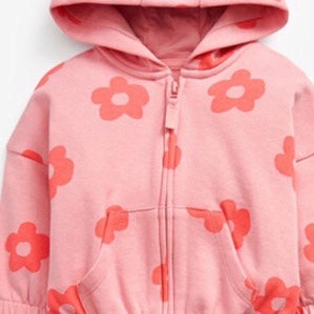 MyKids-USA® Baby Girl All Over Flower Graphic Zipper Hoodie Coat & Trousers Sets