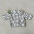 MyKids-USA® Baby Plaid Pattern Solid Color Lapel Design Cute Style Quilted Coat