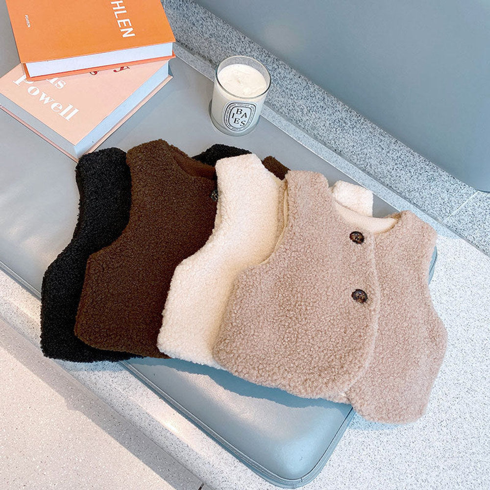 MyKids-USA® Baby Berber Fleece Design Button Front Warm Coat Vest