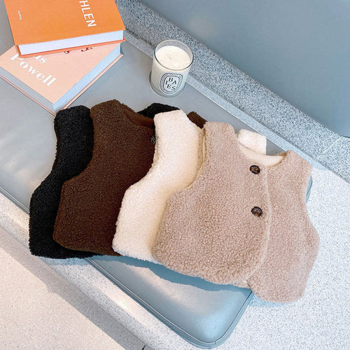 MyKids-USA® Baby Berber Fleece Design Button Front Warm Coat Vest