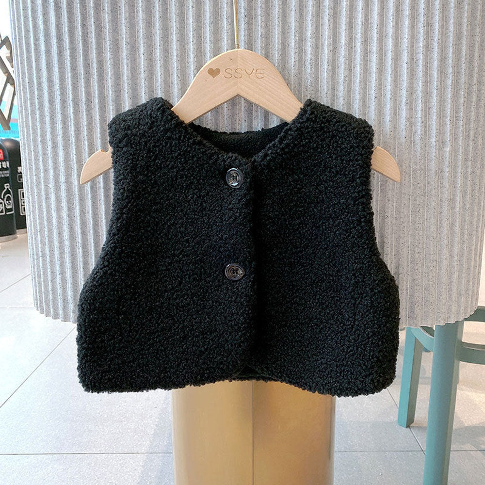 MyKids-USA® Baby Berber Fleece Design Button Front Warm Coat Vest