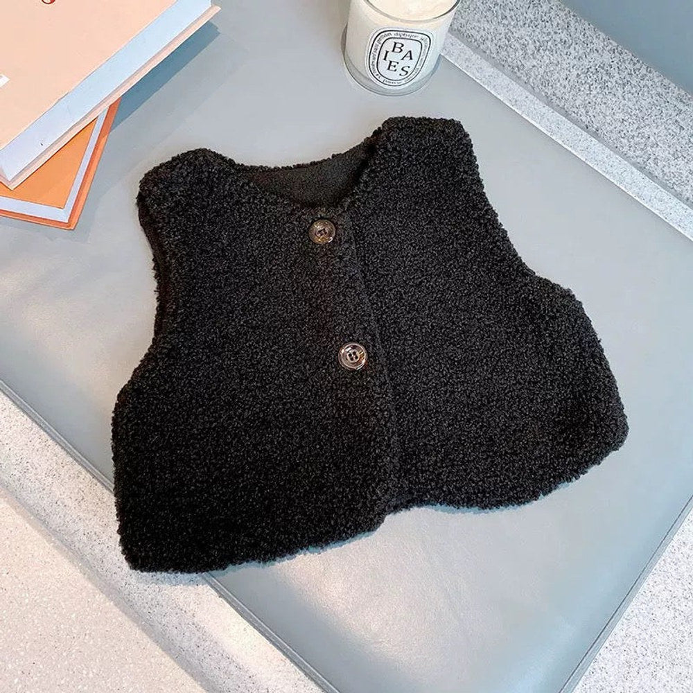 MyKids-USA® Baby Berber Fleece Design Button Front Warm Coat Vest