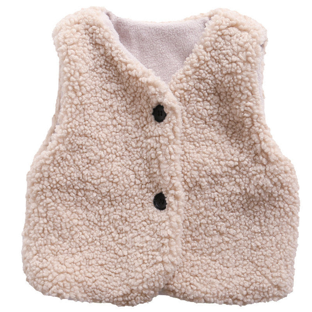MyKids-USA® Baby Berber Fleece Design Button Front Warm Coat Vest