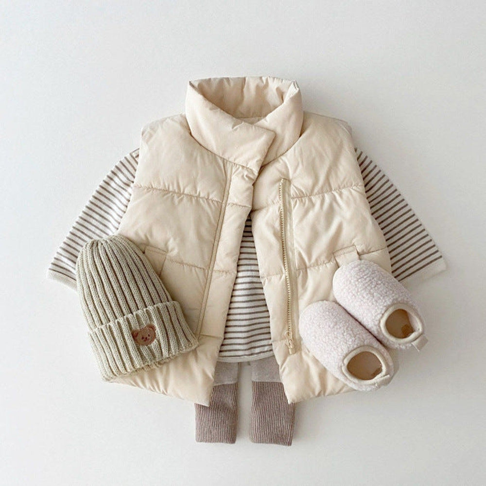 MyKids-USA® Baby Solid Color Quilted Thickened Vest Coat In Winter