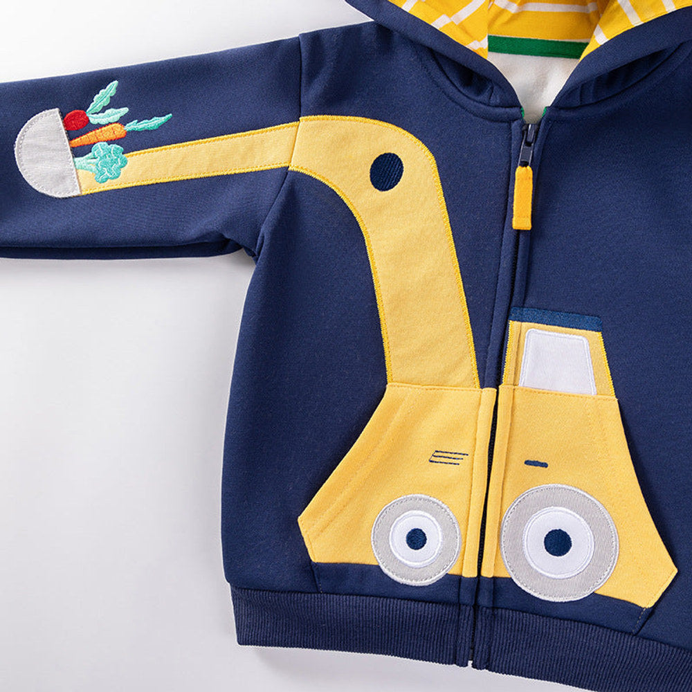 MyKids-USA® Winter and Autumn Boys Cartoon Pattern Long Sleeves Zip-up Hooded Coat