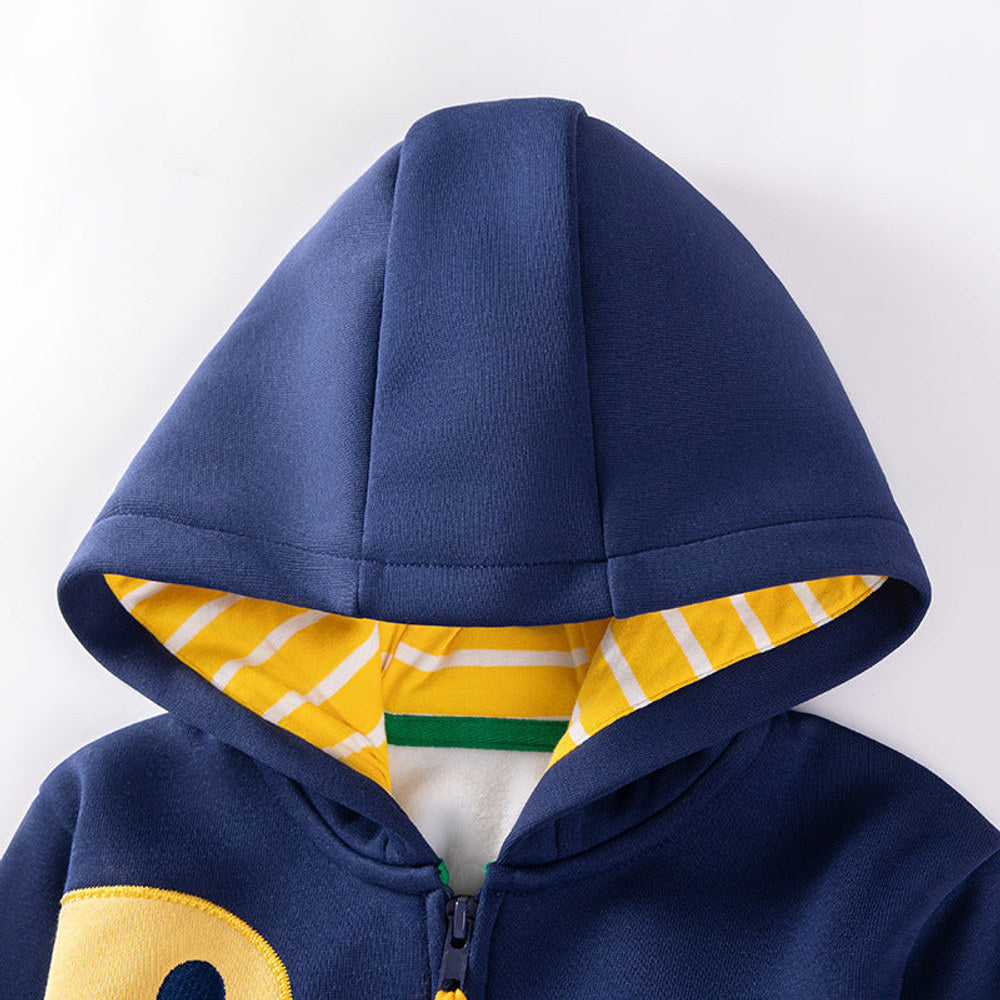 MyKids-USA® Winter and Autumn Boys Cartoon Pattern Long Sleeves Zip-up Hooded Coat